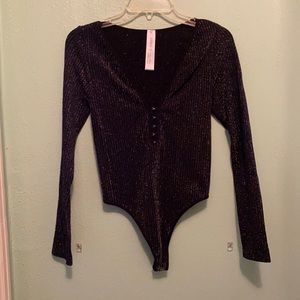 Black shiny bodysuit